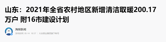 山東農村清潔取暖改造200余萬(wàn)戶(hù)，紐恩泰空氣能熱泵全力助陣