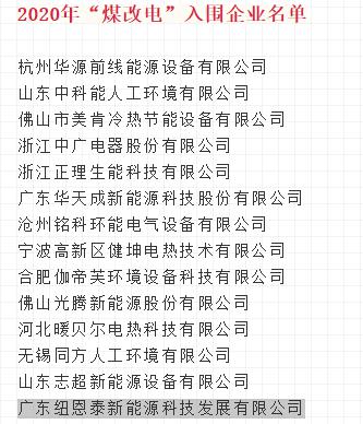 晉城市2020年“煤改電”企業(yè)公布，紐恩泰空氣能成功入圍