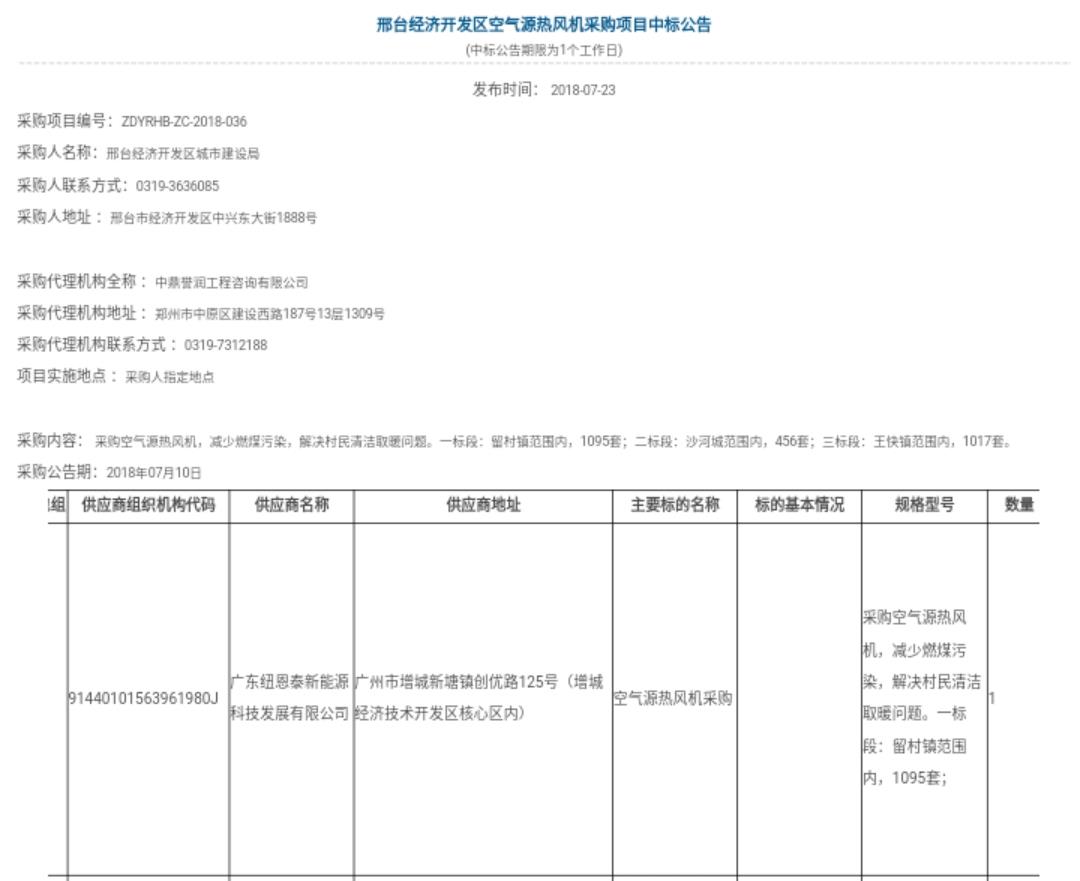 原創(chuàng  )：紐恩泰中標邢臺市熱風(fēng)機項目
